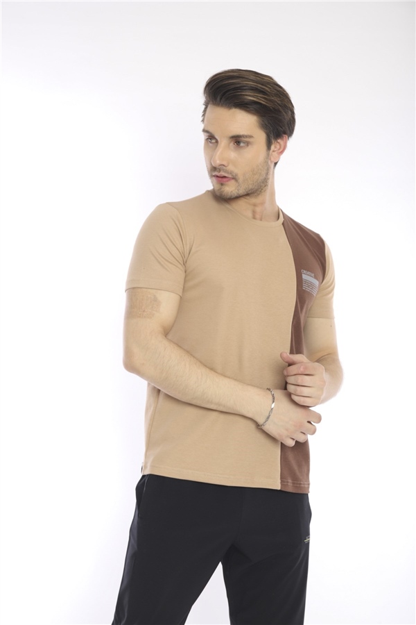 Escetic Somon Erkek Ragular Kalıp Pamuklu ABD Pike Nefes Alabilen Spor T-Shirt 0895