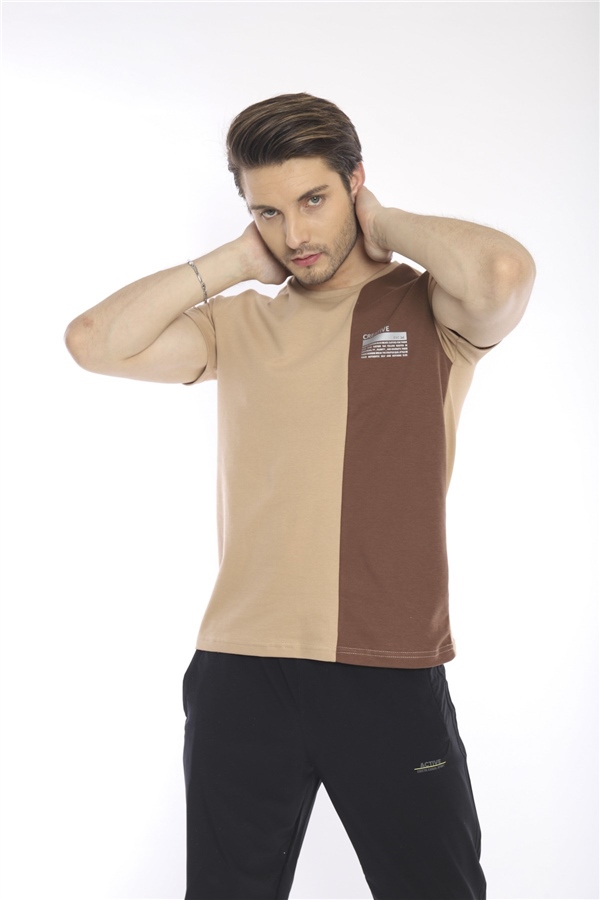 Escetic Somon Erkek Ragular Kalıp Pamuklu ABD Pike Nefes Alabilen Spor T-Shirt 0895
