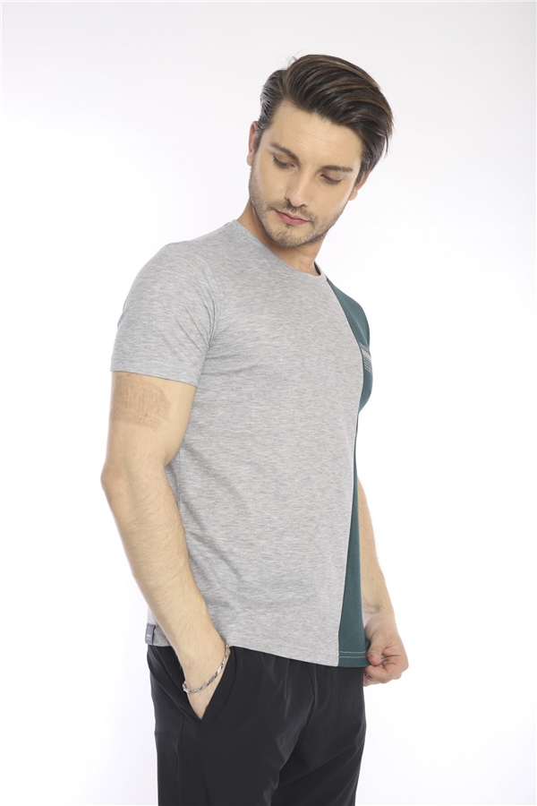 Escetic G2 Melanj Erkek Ragular Kalıp Pamuklu ABD Pike Nefes Alabilen Spor T-Shirt 0895