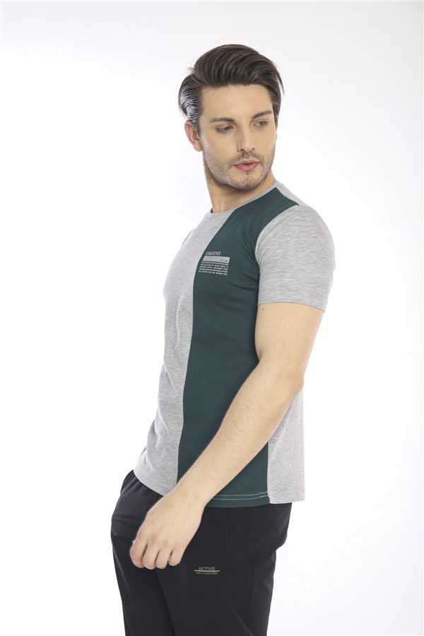 Escetic G2 Melanj Erkek Ragular Kalıp Pamuklu ABD Pike Nefes Alabilen Spor T-Shirt 0895