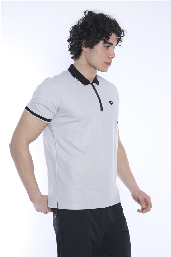 Escetic Bej Erkek Regular Kalıp ABD Pike Nefes Alabilen Polo Yaka Spor T-Shirt 0858