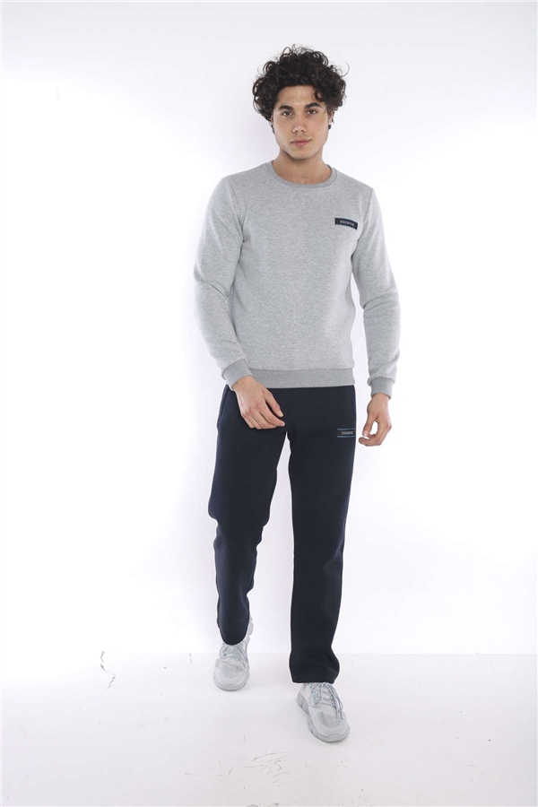 Escetic G2 Melanj Erkek Kışlık Kalın 3 İplik (İçi Şardonlu) Sweat Eşofman Takımı A3053