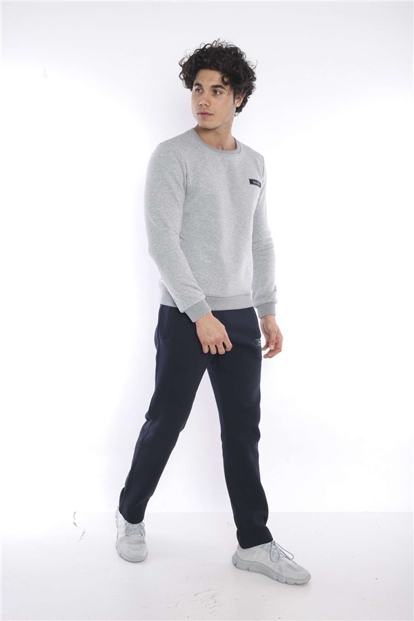 Escetic G2 Melanj Erkek Kışlık Kalın 3 İplik (İçi Şardonlu) Sweat Eşofman Takımı A3053