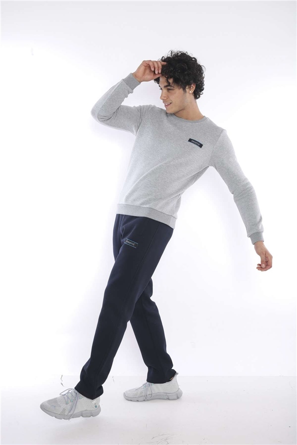 Escetic G2 Melanj Erkek Kışlık Kalın 3 İplik (İçi Şardonlu) Sweat Eşofman Takımı A3053