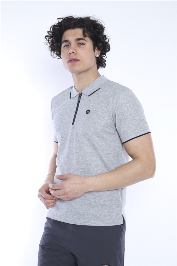 Escetic G2 Melanj Erkek Regular Kalıp ABD Pike Nefes Alabilen Polo Yaka Spor T-Shirt 0858