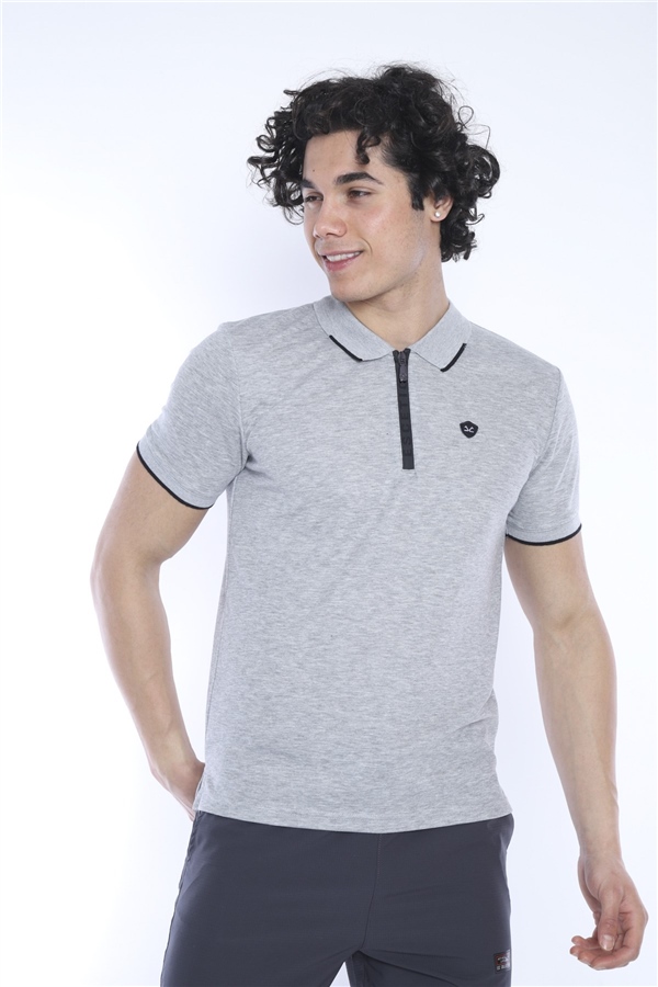 Escetic G2 Melanj Erkek Regular Kalıp ABD Pike Nefes Alabilen Polo Yaka Spor T-Shirt 0858