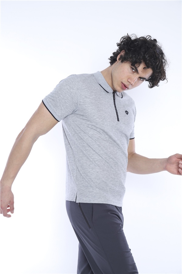 Escetic G2 Melanj Erkek Regular Kalıp ABD Pike Nefes Alabilen Polo Yaka Spor T-Shirt 0858