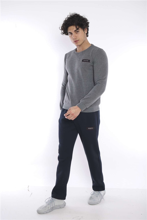 Escetic G3 Melanj Erkek Kışlık Kalın 3 İplik (İçi Şardonlu) Sweat Eşofman Takımı A3053