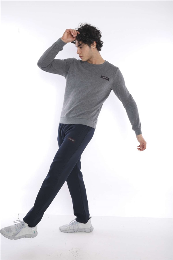 Escetic G3 Melanj Erkek Kışlık Kalın 3 İplik (İçi Şardonlu) Sweat Eşofman Takımı A3053