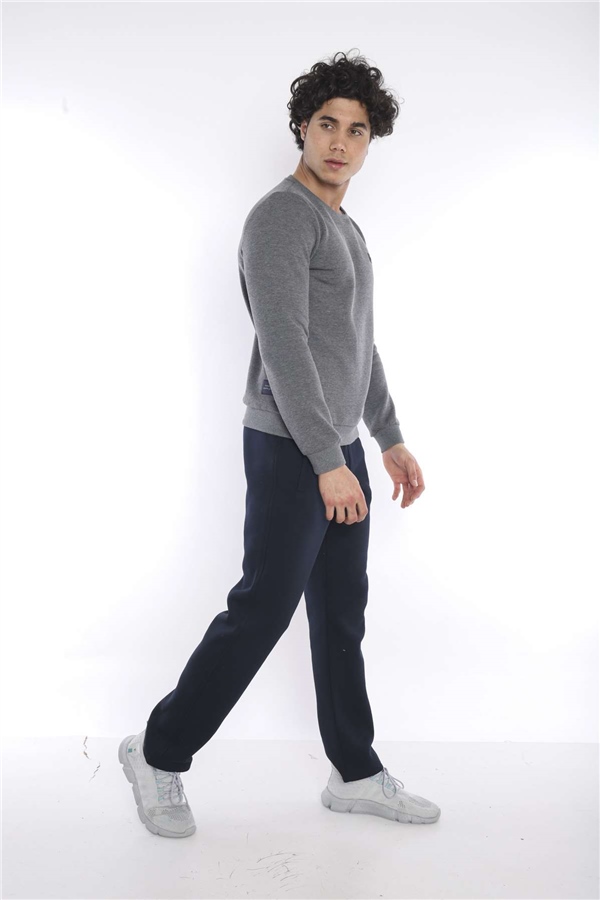 Escetic G3 Melanj Erkek Kışlık Kalın 3 İplik (İçi Şardonlu) Sweat Eşofman Takımı A3053