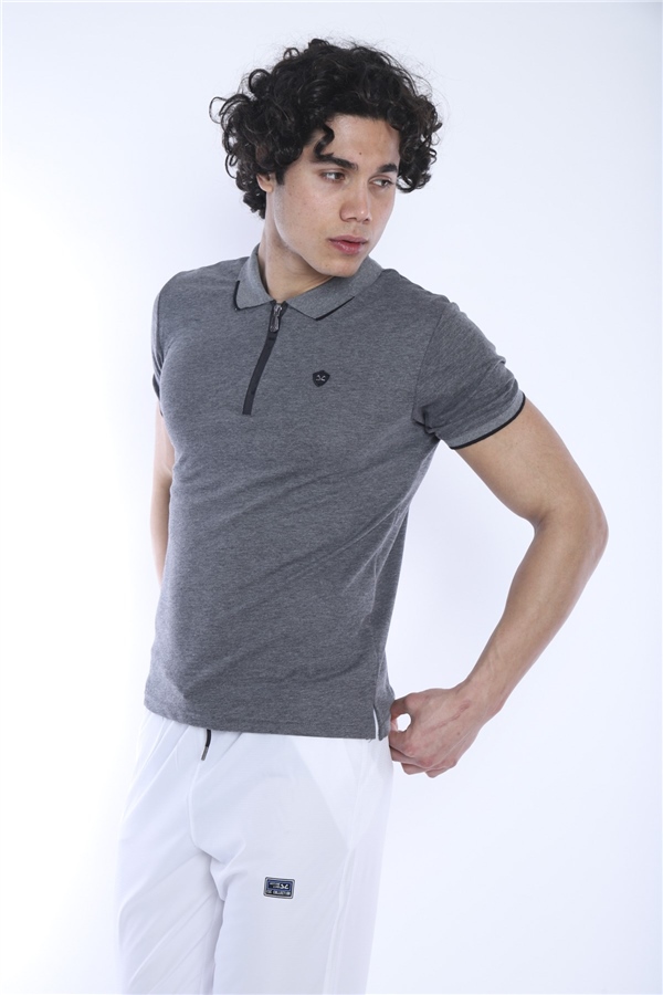 Escetic G3 Melanj Erkek Regular Kalıp ABD Pike Nefes Alabilen Polo Yaka Spor T-Shirt 0858