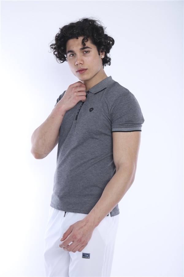 Escetic G3 Melanj Erkek Regular Kalıp ABD Pike Nefes Alabilen Polo Yaka Spor T-Shirt 0858