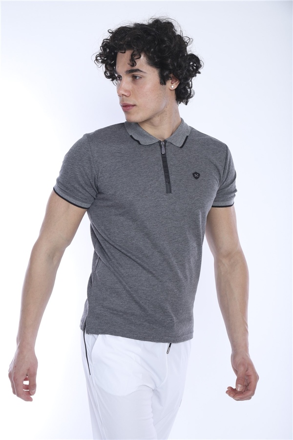 Escetic G3 Melanj Erkek Regular Kalıp ABD Pike Nefes Alabilen Polo Yaka Spor T-Shirt 0858