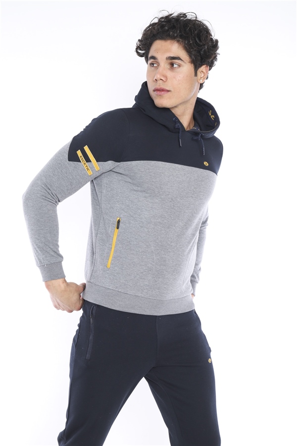 Escetic GB Melanj Erkek 3 İplik Nefes Alabilen Pamuklu Baskılı Spor Slimfit Sweat Takım A3039