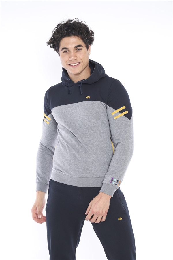 Escetic GB Melanj Erkek 3 İplik Nefes Alabilen Pamuklu Baskılı Spor Slimfit Sweat Takım A3039