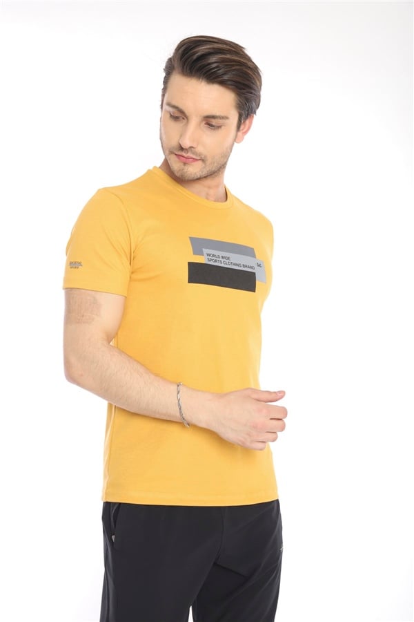 Escetic Hardal Erkek Ragular Kalıp Pamuklu ABD Pike Nefes Alabilen Spor T-Shirt 0876