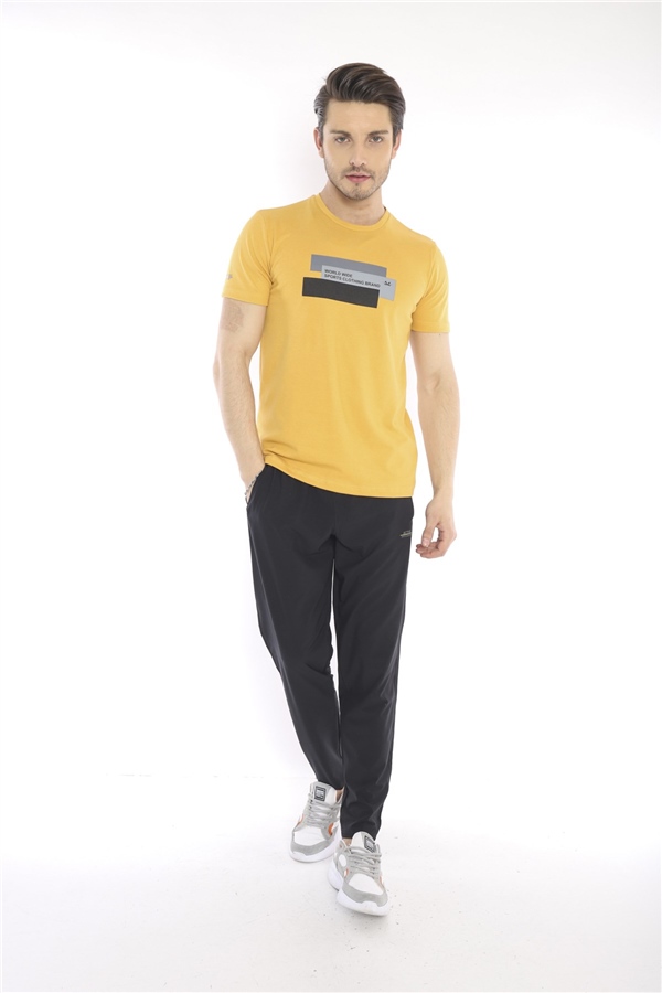 Escetic Hardal Erkek Ragular Kalıp Pamuklu ABD Pike Nefes Alabilen Spor T-Shirt 0876