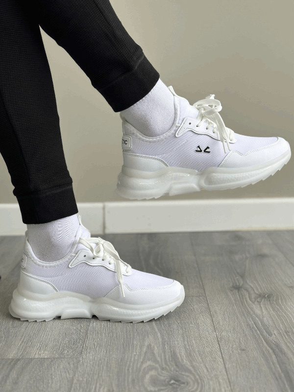 Escetic Beyaz Erkek Anorak Gövde Yazlık Jel Taban Sneaker Spor Ayakkabı AY0013