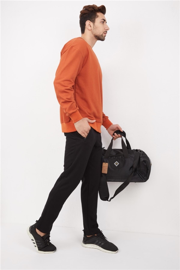 Escetic Kiremit Erkek 3 İplik Nefes Alabilen Pamuklu Baskılı Spor Oversize Sweat Takım A3040