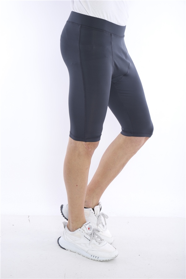 Escetic Koyu Gri Erkek Mikro Dalgıç Kumaş Baskılı Kısa Fitnes Tayt B1130