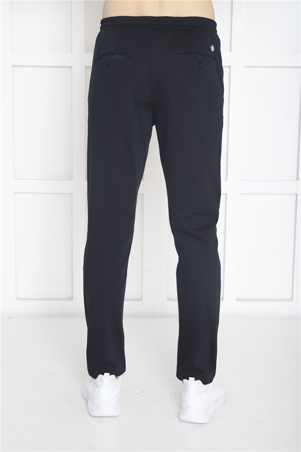 Escetic Lacivert Erkek Pantolon görünümlü 4 Cepli Fermuarlı Slimfit Spor Eşofman Altı B1216