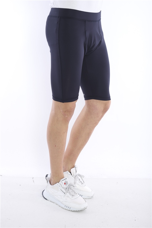 Escetic Lacivert Erkek Mikro Dalgıç Kumaş Baskılı Kısa Fitnes Tayt B1130