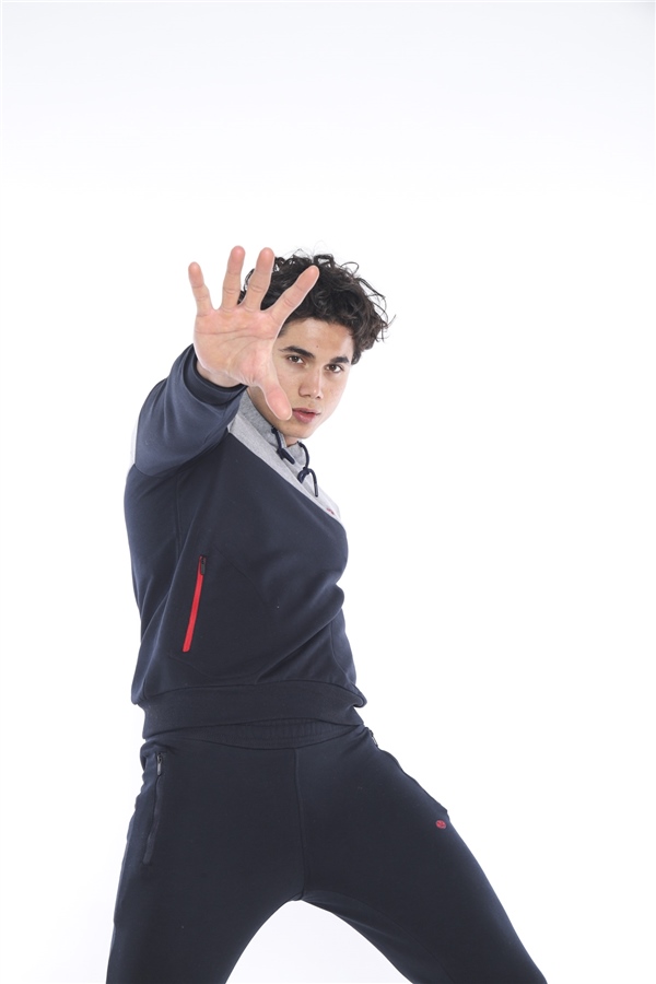 Escetic Lacivert Erkek 3 İplik Nefes Alabilen Pamuklu Baskılı Spor Slimfit Sweat Takım A3039