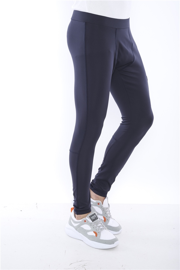 Escetic Lacivert Erkek Mikro Dalgıç Kumaş Baskılı Toparlayıcı Uzun Tayt B1125