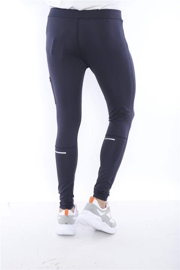 Escetic Lacivert Erkek Mikro Dalgıç Kumaş Baskılı Toparlayıcı Uzun Tayt B1125