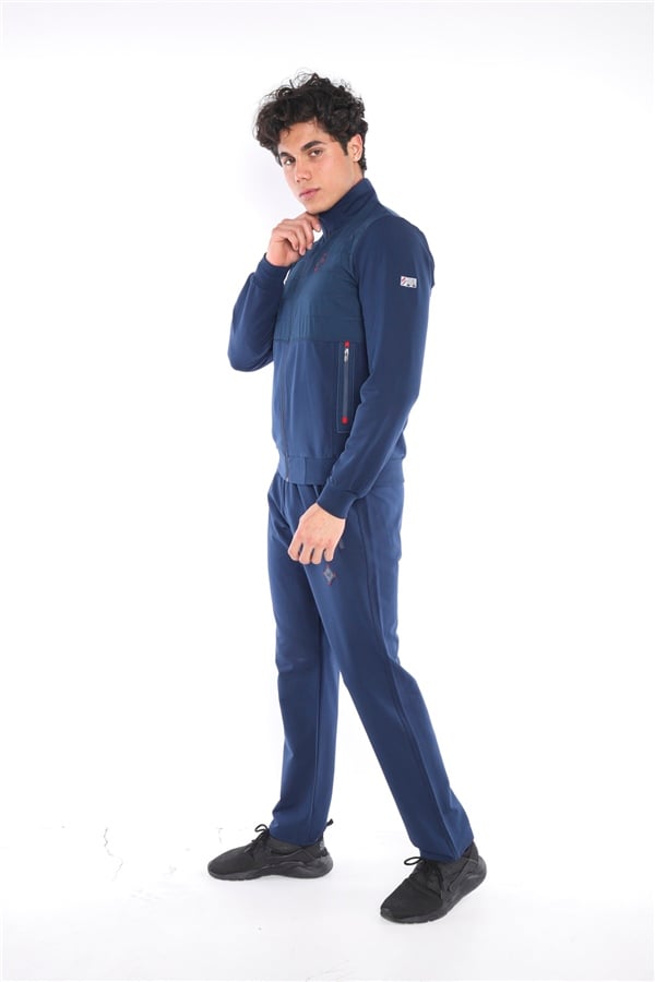 Escetic Royal Kırmızı Erkek Casual Kalıp 4 Cepli Dik Yaka 4 Mevsim Spor Eşofman Takımı 6665