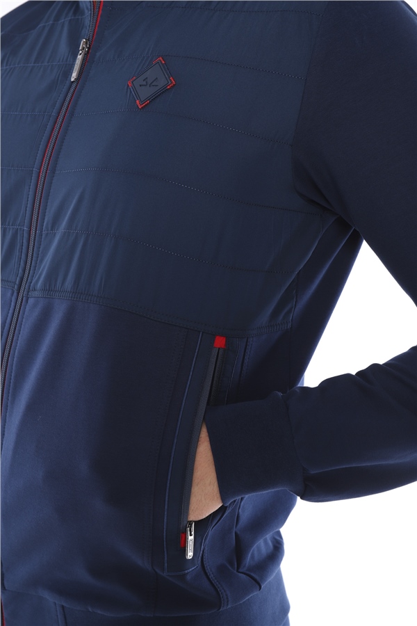 Escetic Royal Kırmızı Erkek Casual Kalıp 4 Cepli Dik Yaka 4 Mevsim Spor Eşofman Takımı 6665