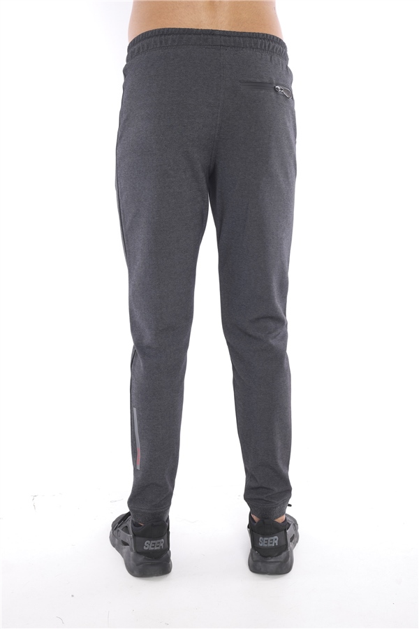 Escetic Siyah Gri Erkek Nefes Alan Diagonel Kumaş Slimfit Spor Eşofman Altı B1082