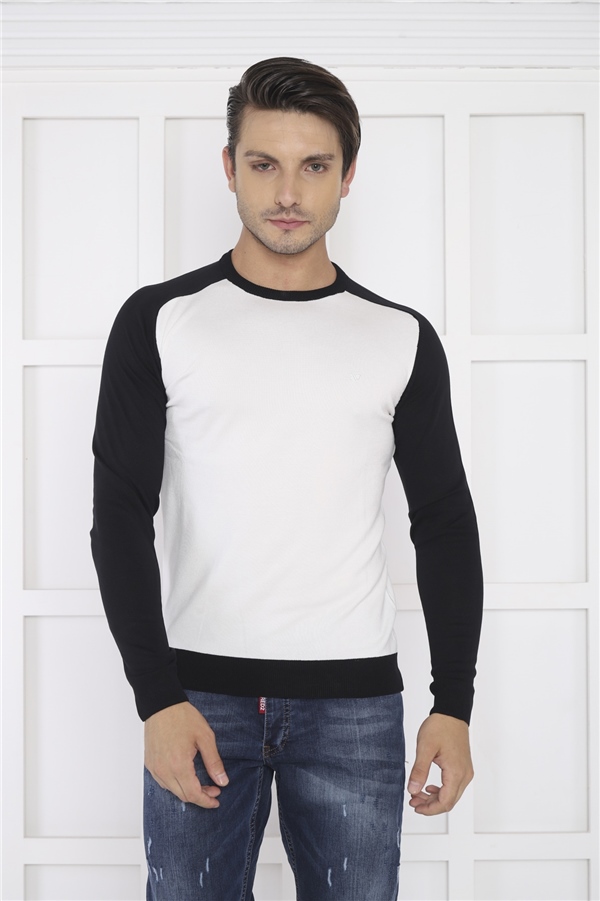 Escetic Beyaz Erkek Slimfit Nefes Alabilen Örme Kumaş Spor Slimfit Spor Triko 0944