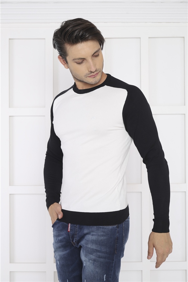 Escetic Beyaz Erkek Slimfit Nefes Alabilen Örme Kumaş Spor Slimfit Spor Triko 0944