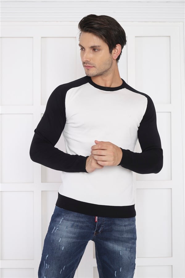 Escetic Beyaz Erkek Slimfit Nefes Alabilen Örme Kumaş Spor Slimfit Spor Triko 0944