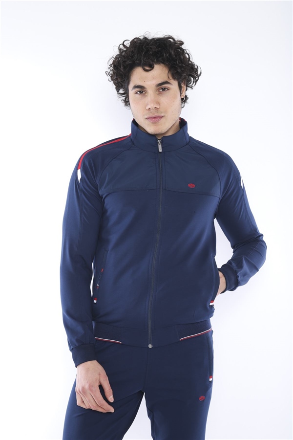 Escetic Royal Erkek Dik Yaka Süper 2 İplik Kumaş 4 Mevsim Spor Slimfit Eşofman Takımı 6733