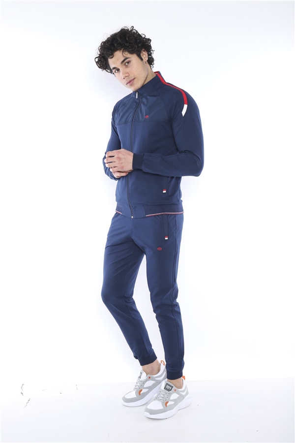 Escetic Royal Erkek Dik Yaka Süper 2 İplik Kumaş 4 Mevsim Spor Slimfit Eşofman Takımı 6733