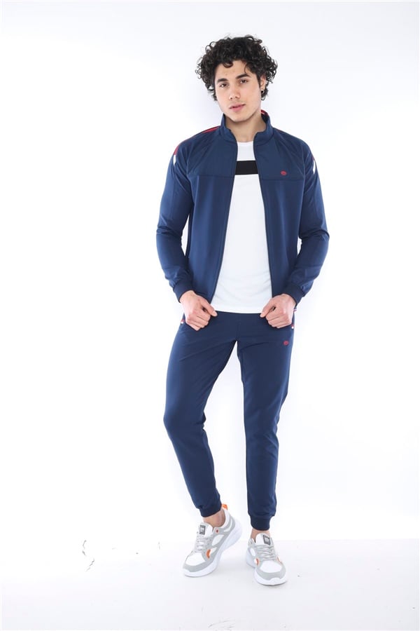 Escetic Royal Erkek Dik Yaka Süper 2 İplik Kumaş 4 Mevsim Spor Slimfit Eşofman Takımı 6733