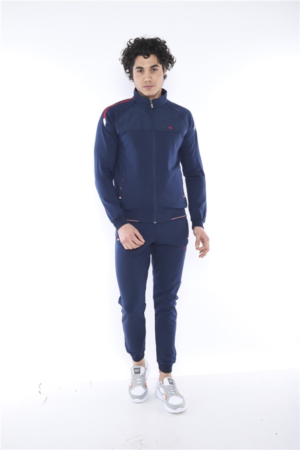 Escetic Royal Erkek Dik Yaka Süper 2 İplik Kumaş 4 Mevsim Spor Slimfit Eşofman Takımı 6733