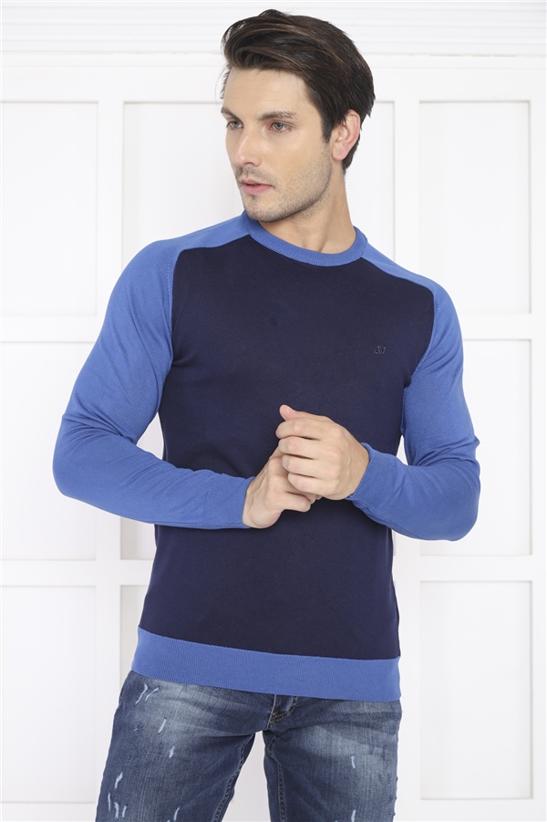 Escetic Lacivert Erkek Slimfit Nefes Alabilen Örme Kumaş Spor Slimfit Spor Triko 0944