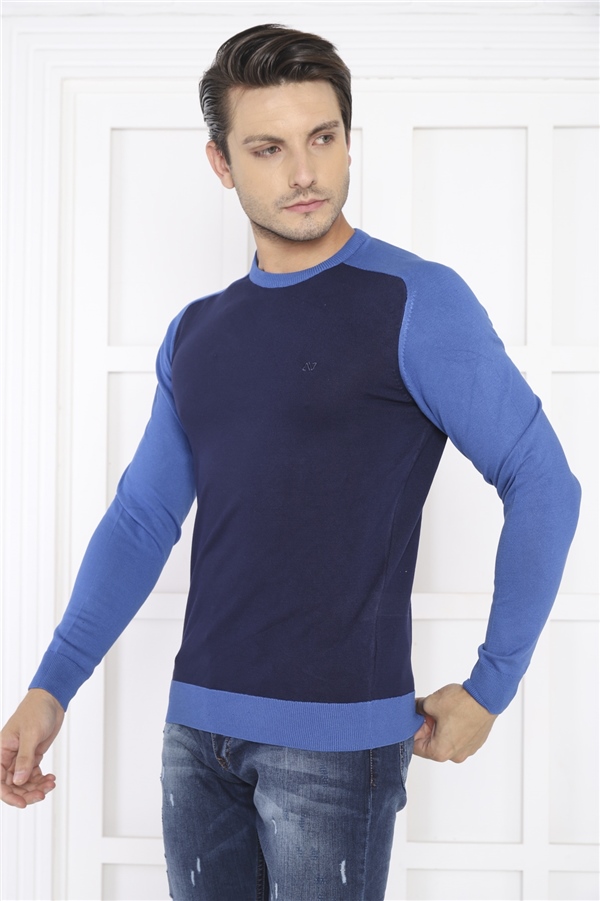 Escetic Lacivert Erkek Slimfit Nefes Alabilen Örme Kumaş Spor Slimfit Spor Triko 0944