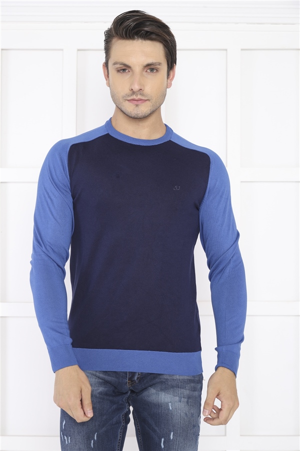 Escetic Lacivert Erkek Slimfit Nefes Alabilen Örme Kumaş Spor Slimfit Spor Triko 0944