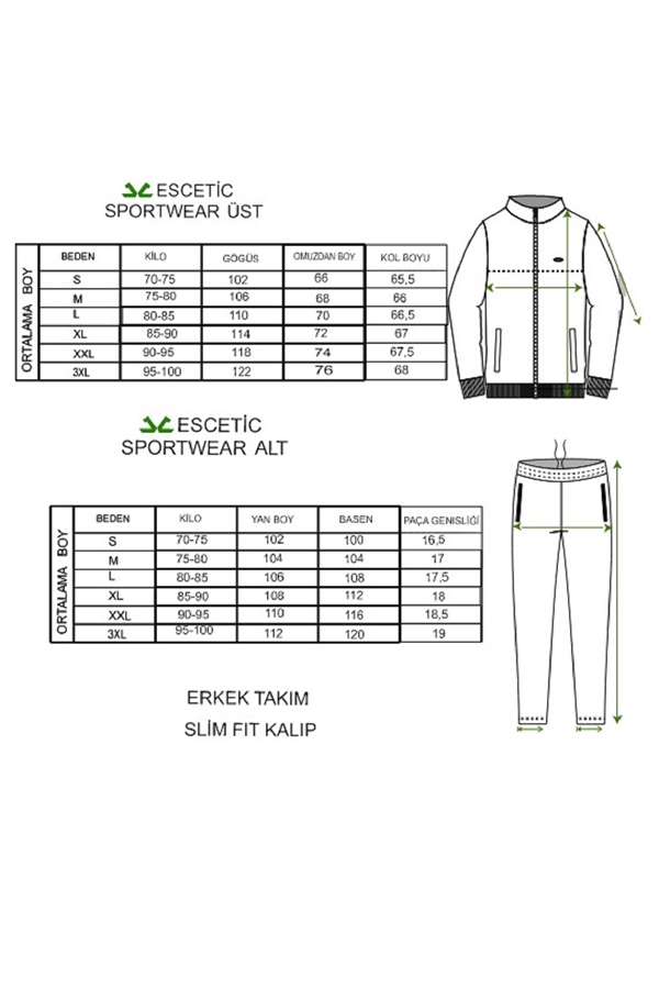 Erkek Gri Spor Slimfit 4 Cepli Kadife 4 Mevsim Nefes Alabilen Eşofman Takımı 6637