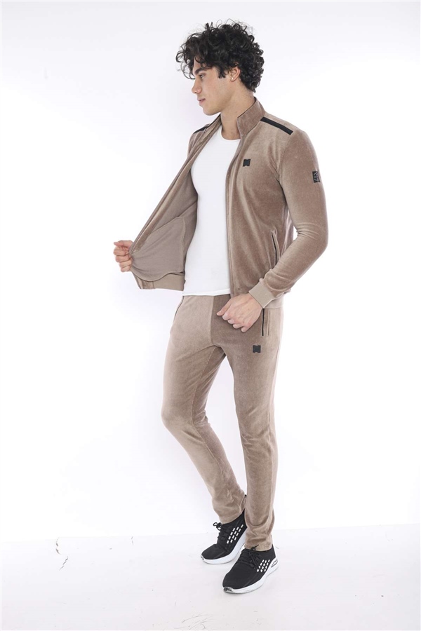 Escetic Vizon Erkek Slimfit 4 Cepli Fitilli Kadife 4 Mevsim Nefes Alabilen Spor Eşofman Takımı 6657