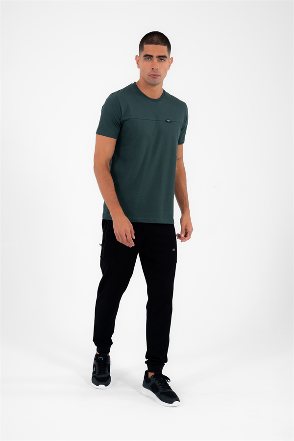 Escetic Erkek Yeşil Spor O Yaka Regular Kalıp Nefes Alan %100 Pamuk Süprem Kumaş T-Shirt T0025