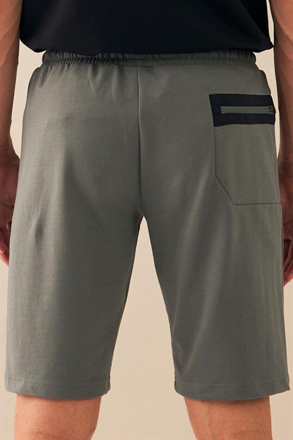 Escetic Açık Haki Erkek Casual Rahat Kalıp Nefes Alabilen Pamuklu Drops İnterlok Kumaş Spor Şort B1511