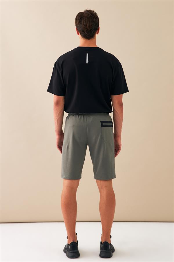 Escetic Açık Haki Erkek Casual Rahat Kalıp Nefes Alabilen Pamuklu Drops İnterlok Kumaş Spor Şort B1511