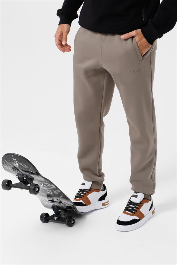 Escetic Açık Haki Polarlı 3 İplik Kışlık Spor Erkek Eşofman Altı - Kalın ve Rahat B1591