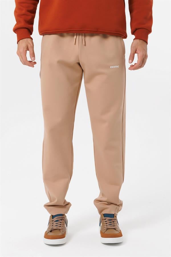 Escetic Açık Kahve 4 Mevsim Doubleface Kumaş Spor Slimfit Erkek Eşofman Altı S0023