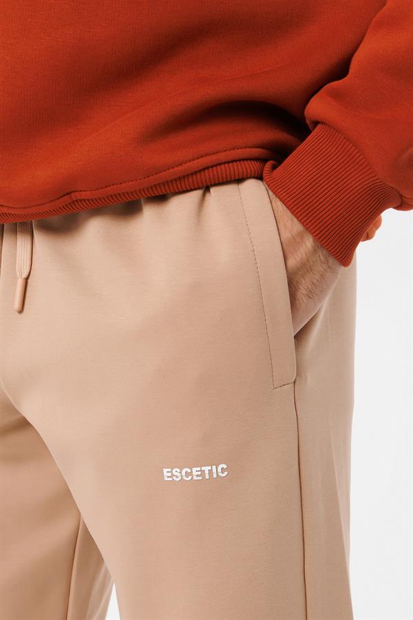 Escetic Açık Kahve 4 Mevsim Doubleface Kumaş Spor Slimfit Erkek Eşofman Altı S0023